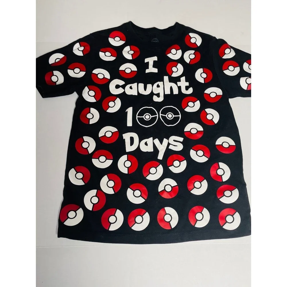 Wonder Nation Unisex Pokemon I Caught 100 Days Ball Graphic Tee /T Shirts SZ 10